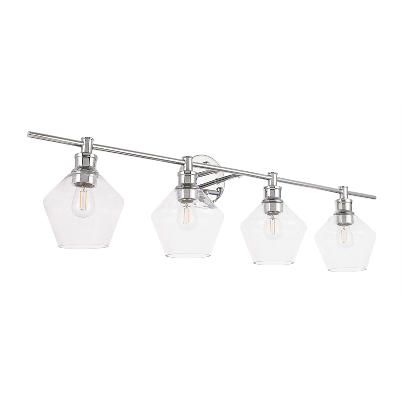 Living District Gene 4-Light Metal Wall Sconce in Black and Clear Glass