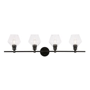 Living District Gene 4-Light Metal Wall Sconce in Black and Clear Glass