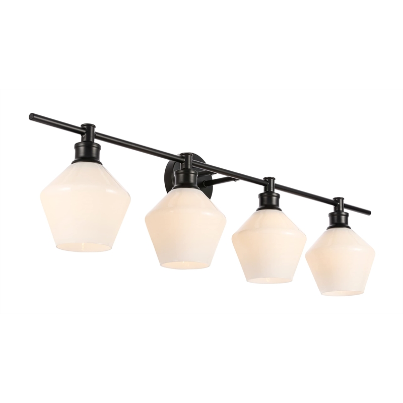 Living District Gene 4-Light Metal Wall Sconce in Brass and Frosted White Glass