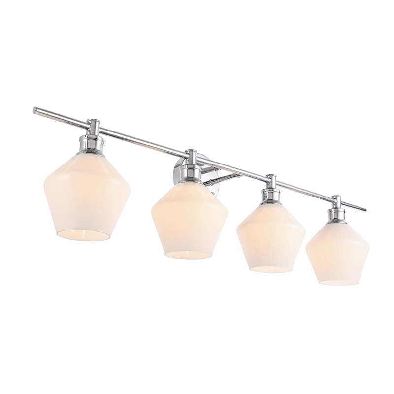 Living District Gene 4-Light Metal Wall Sconce in Brass and Frosted White Glass