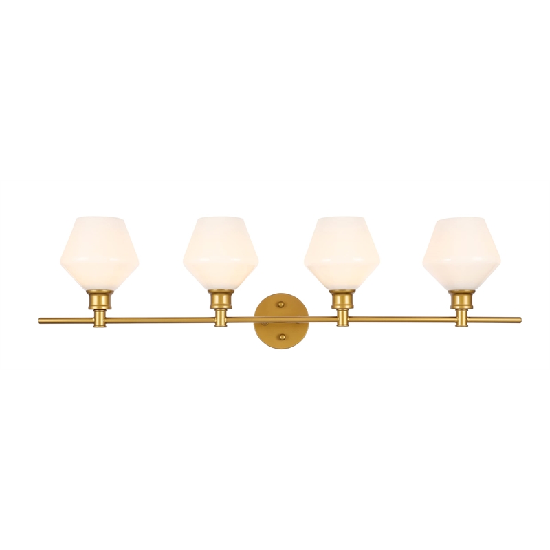 Living District Gene 4-Light Metal Wall Sconce in Brass and Frosted White Glass