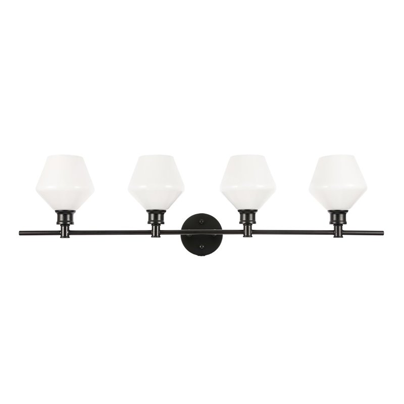 Living District Gene 4-Light Metal Wall Sconce in Black and Frosted White Glass