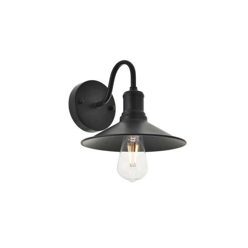 Living District Etude 1-Light Mid-Century Metal Wall Sconce in Black