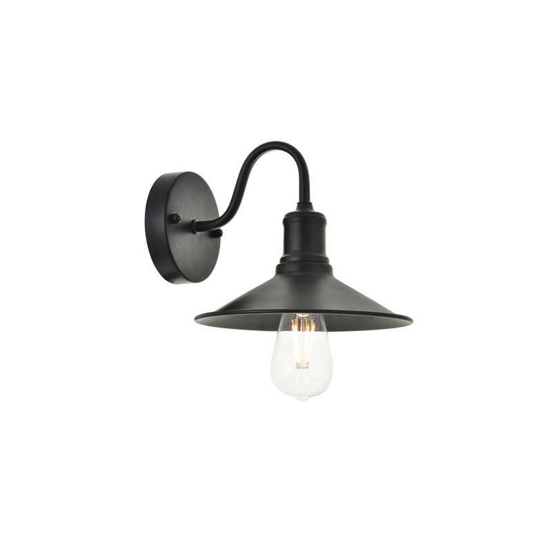 Living District Etude 1-Light Mid-Century Metal Wall Sconce in Black