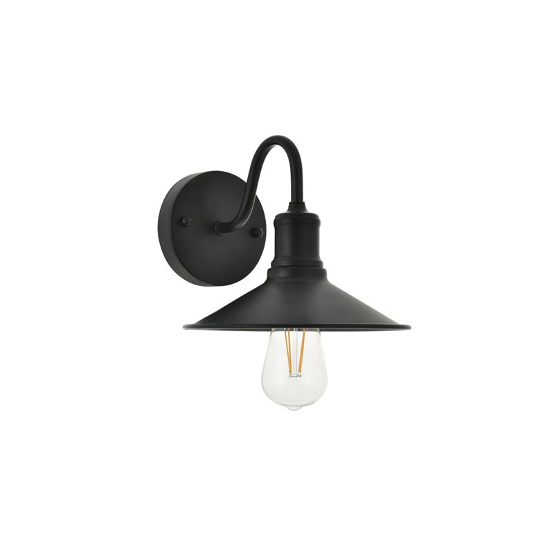 Living District Etude 1-Light Mid-Century Metal Wall Sconce in Black
