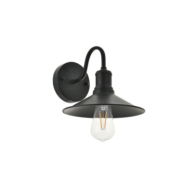 Living District Etude 1-Light Mid-Century Metal Wall Sconce in Black