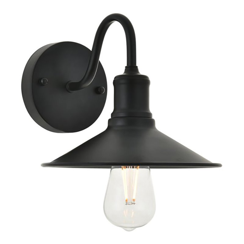 Living District Etude 1-Light Mid-Century Metal Wall Sconce in Black