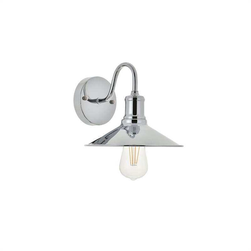 Living District Etude 1-Light Mid-Century Metal Wall Sconce in Chrome