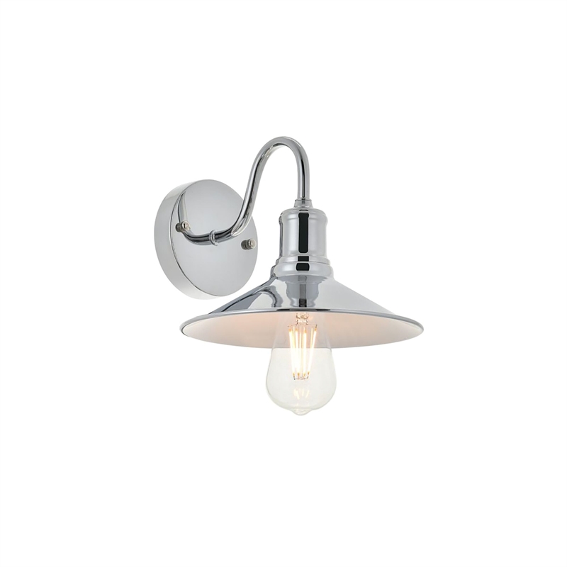 Living District Etude 1-Light Mid-Century Metal Wall Sconce in Chrome