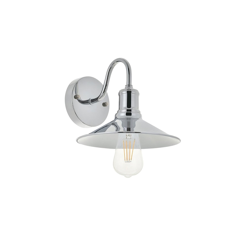 Living District Etude 1-Light Mid-Century Metal Wall Sconce in Chrome