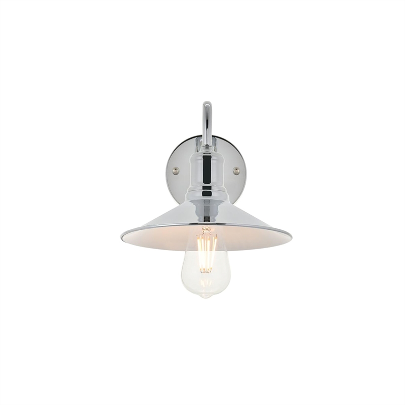 Living District Etude 1-Light Mid-Century Metal Wall Sconce in Chrome