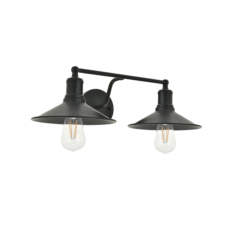 Living District Etude 2-Light Mid-Century Metal Wall Sconce in Black