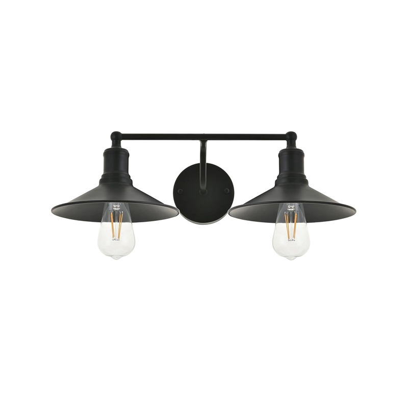 Living District Etude 2-Light Mid-Century Metal Wall Sconce in Black