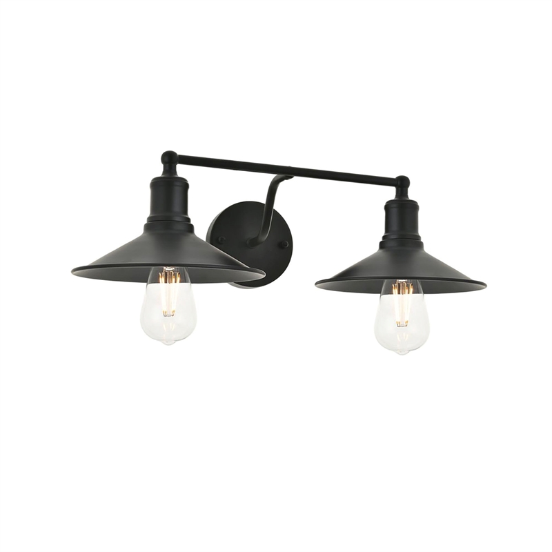 Living District Etude 2-Light Mid-Century Metal Wall Sconce in Black