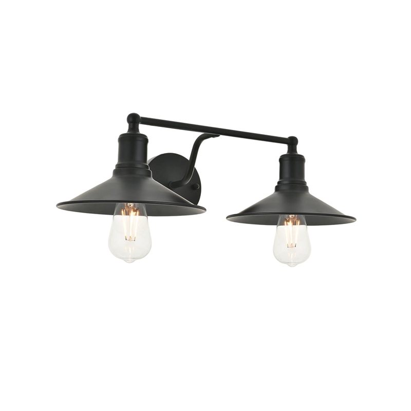 Living District Etude 2-Light Mid-Century Metal Wall Sconce in Black