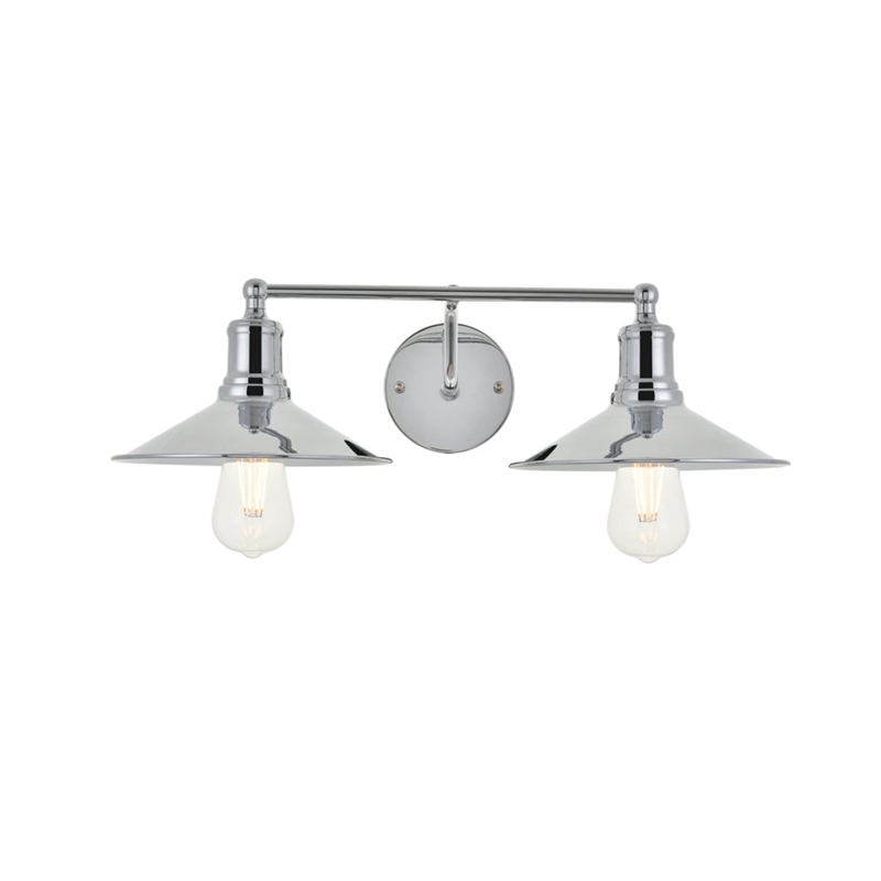 Living District Etude 2-Light Mid-Century Metal Wall Sconce in Chrome