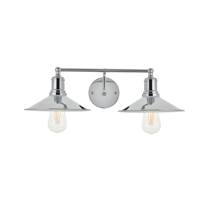 Living District Etude 2-Light Mid-Century Metal Wall Sconce in Chrome