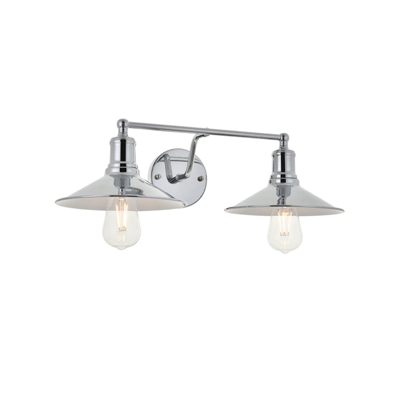 Living District Etude 2-Light Mid-Century Metal Wall Sconce in Chrome