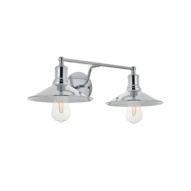 Living District Etude 2-Light Mid-Century Metal Wall Sconce in Chrome