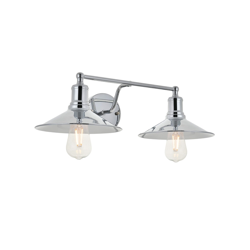 Living District Etude 2-Light Mid-Century Metal Wall Sconce in Chrome
