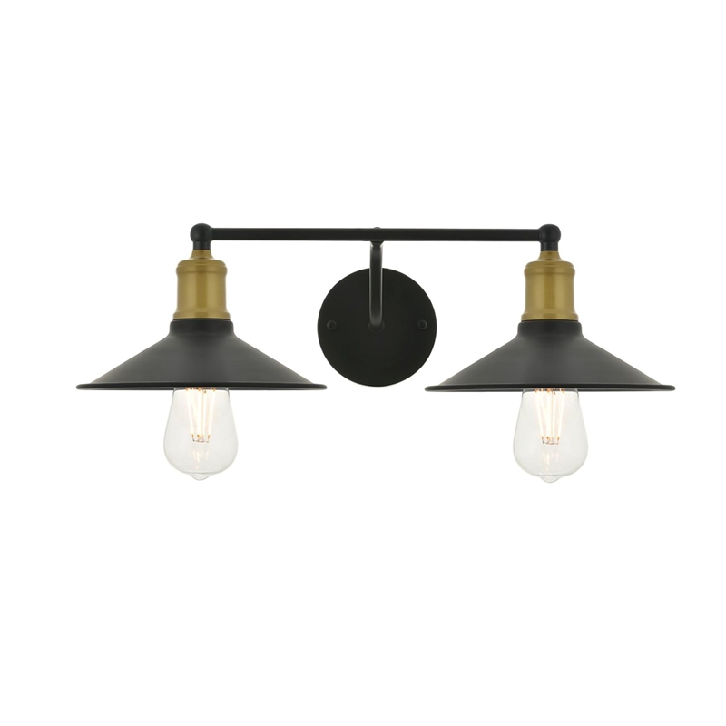Living District Etude 2-Light Metal Wall Sconce in Brass and Black
