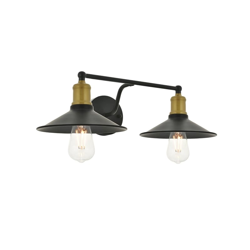 Living District Etude 2-Light Metal Wall Sconce in Brass and Black