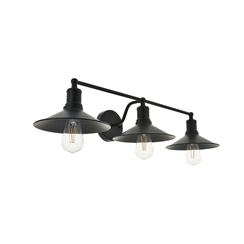 Living District Etude 3-Light Mid-Century Metal Wall Sconce in Black