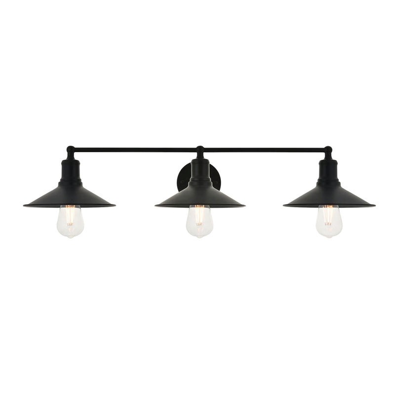 Living District Etude 3-Light Mid-Century Metal Wall Sconce in Black