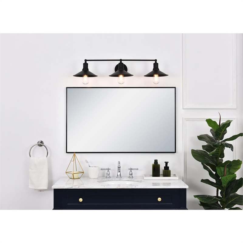 Living District Etude 3-Light Mid-Century Metal Wall Sconce in Black