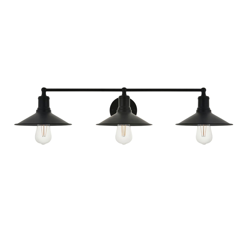 Living District Etude 3-Light Mid-Century Metal Wall Sconce in Black