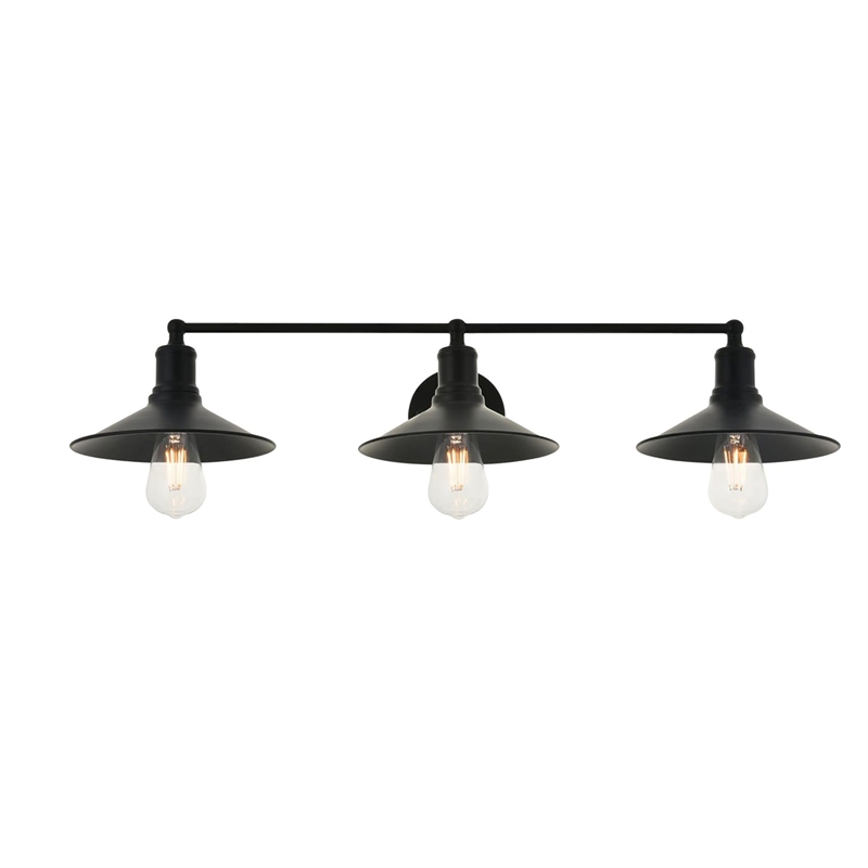 Living District Etude 3-Light Mid-Century Metal Wall Sconce in Black