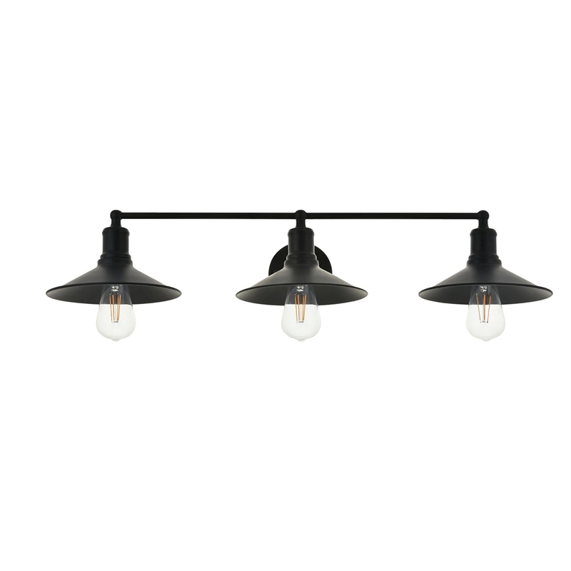 Living District Etude 3-Light Mid-Century Metal Wall Sconce in Black