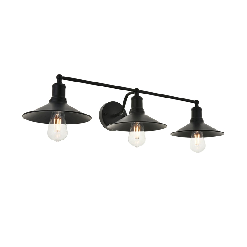 Living District Etude 3-Light Mid-Century Metal Wall Sconce in Black
