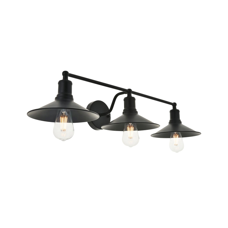 Living District Etude 3-Light Mid-Century Metal Wall Sconce in Black
