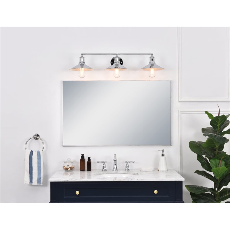 Living District Etude 3-Light Mid-Century Metal Wall Sconce in Chrome