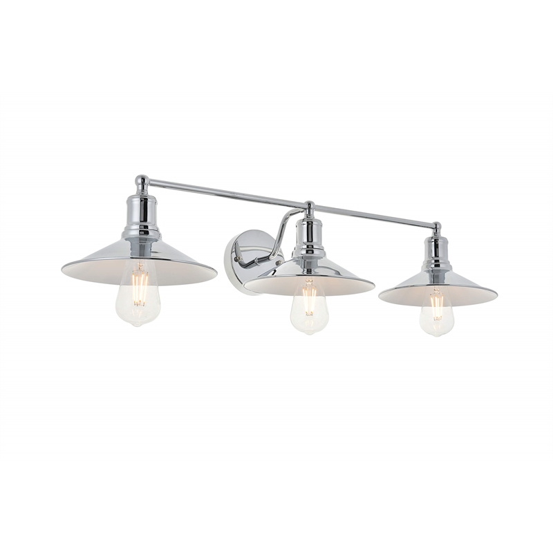 Living District Etude 3-Light Mid-Century Metal Wall Sconce in Chrome