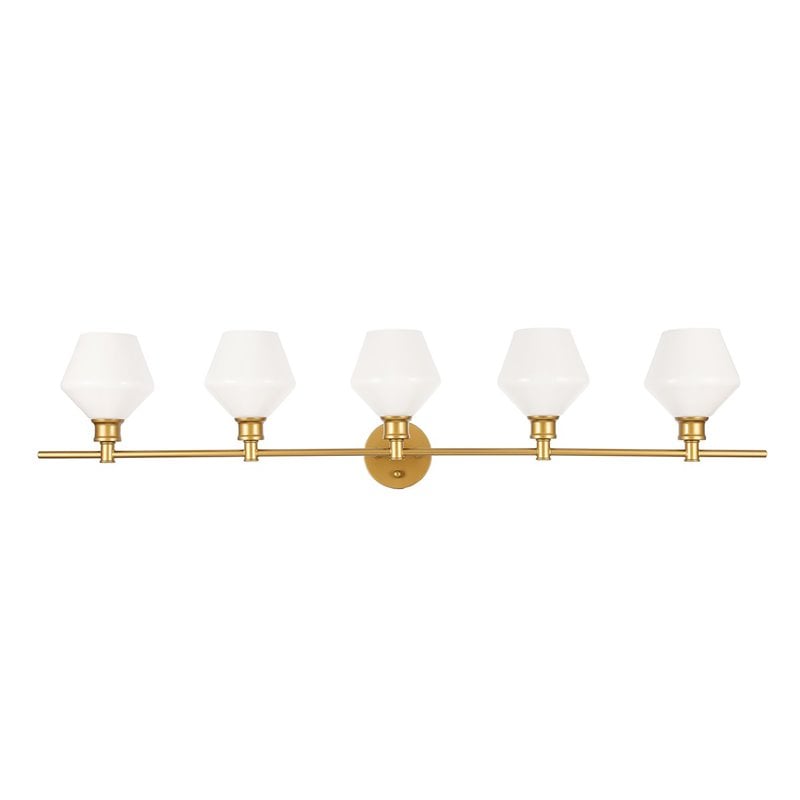 Living District Gene 5-Light Metal Wall Sconce in Brass and Frosted White Glass