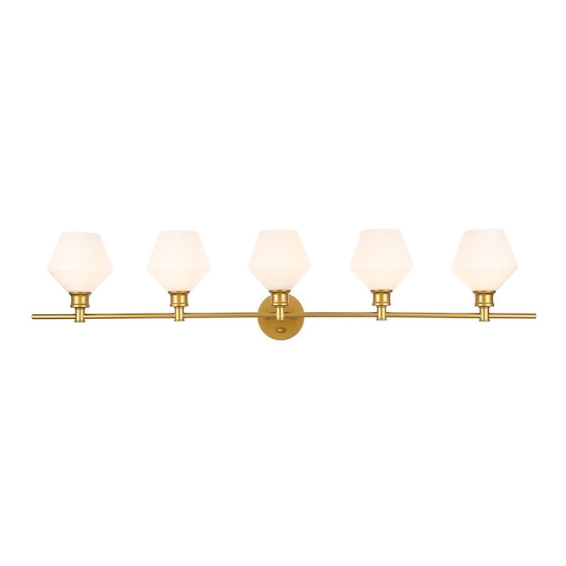 Living District Gene 5-Light Metal Wall Sconce in Brass and Frosted White Glass