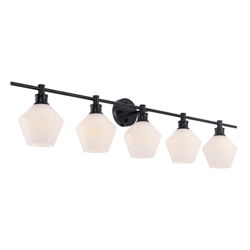 Living District Gene 5-Light Metal Wall Sconce in Black and Frosted White Glass