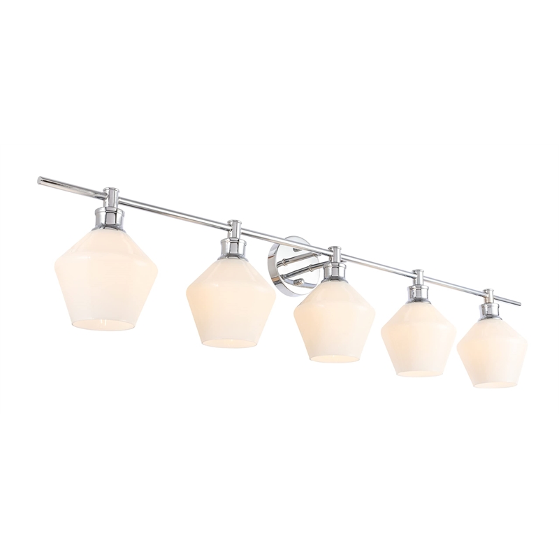 Living District Gene 5-Light Metal Wall Sconce in Black and Frosted White Glass