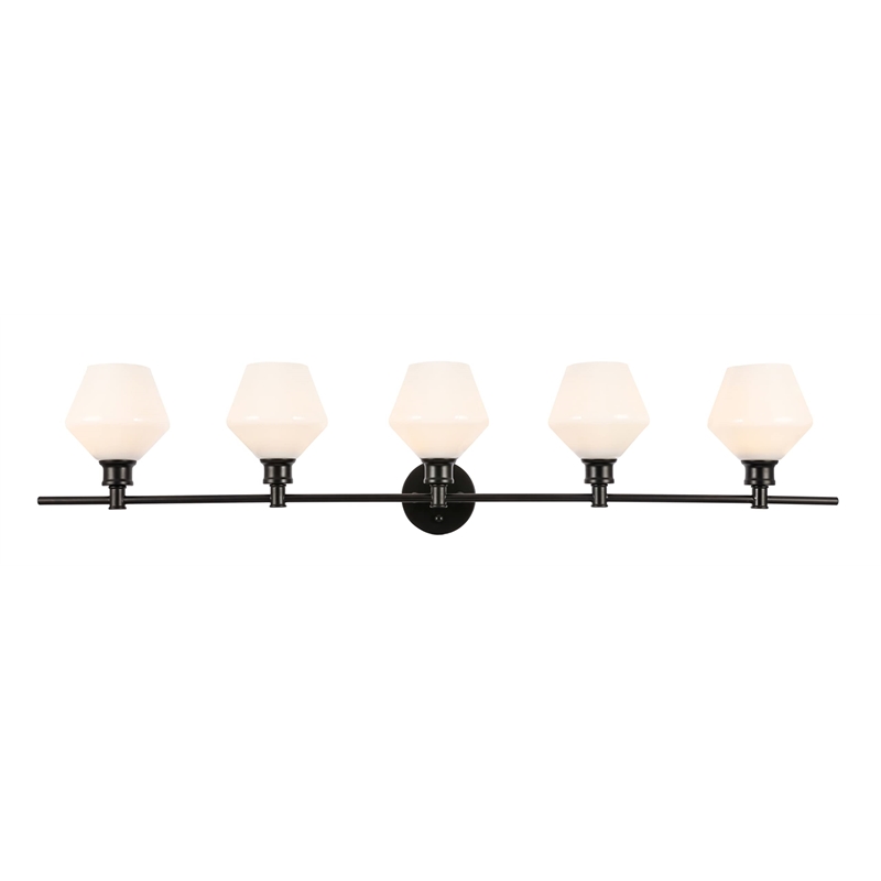 Living District Gene 5-Light Metal Wall Sconce in Black and Frosted White Glass