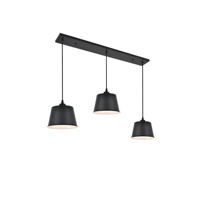Living District Nota 3-Light Mid-Century Metal Pendant in Black