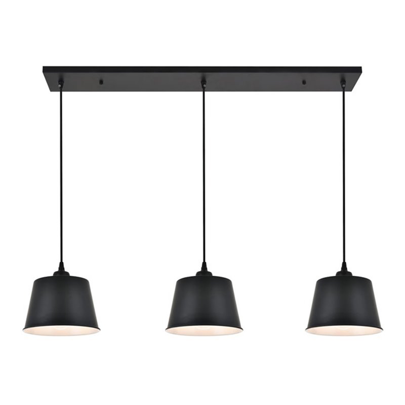 Living District Nota 3-Light Mid-Century Metal Pendant in Black