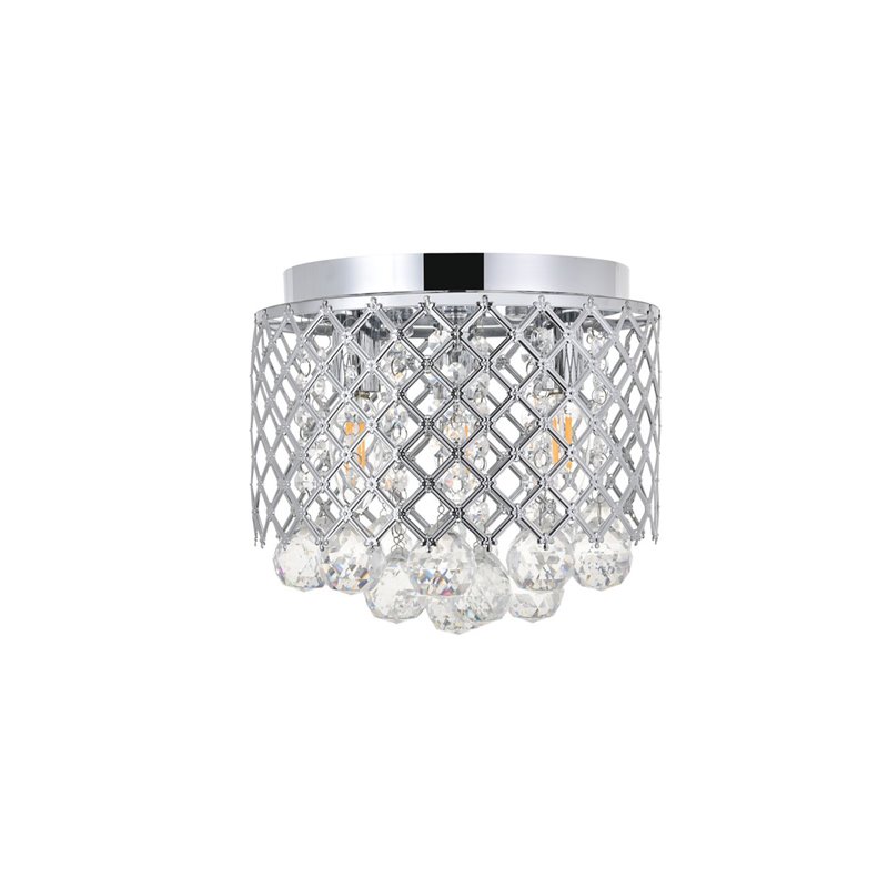 Living District Tully 3-Light Mid-Century Metal Flush Mount in Chrome and Clear