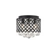 Living District Tully 3-Light Mid-Century Metal Flush Mount in Matte Black/Clear