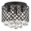 Living District Tully 3-Light Mid-Century Metal Flush Mount in Matte Black/Clear