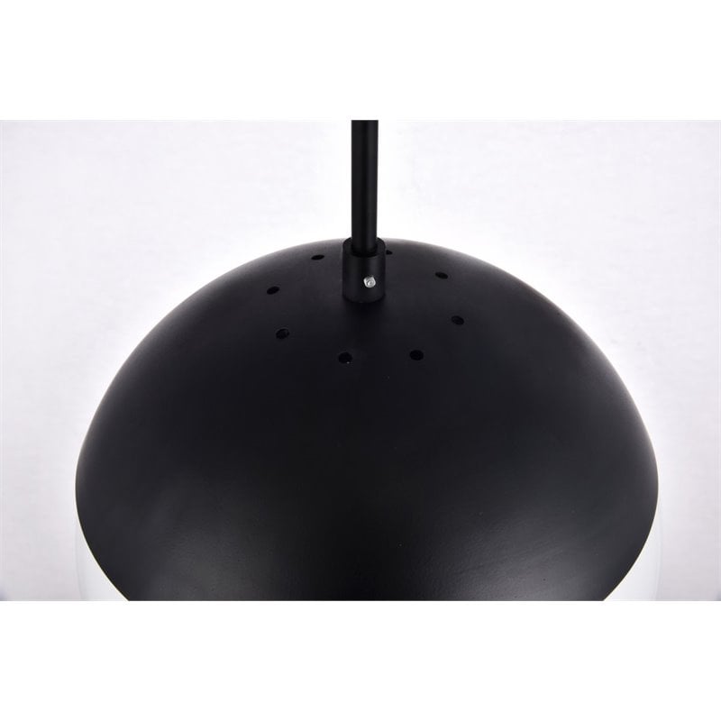 Living District Eclipse 1-Light Mid-Century Metal Pendant in Black and White