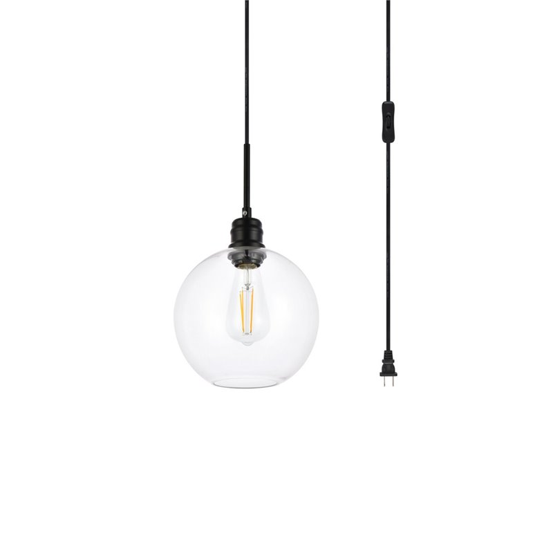 Living District Emett 1-Light Mid-Century Metal Pendant in Black