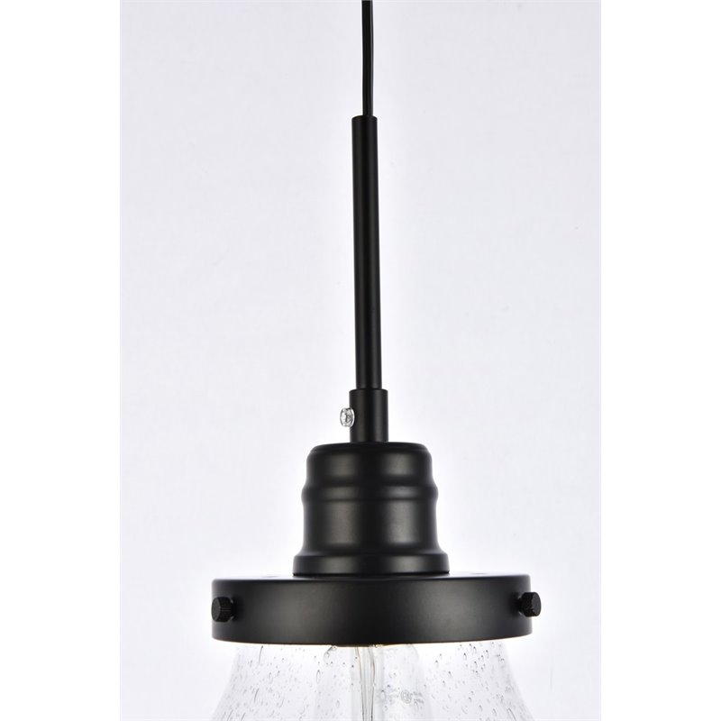 Living District Lyle 1-Light Mid-Century Metal Pendant in Black