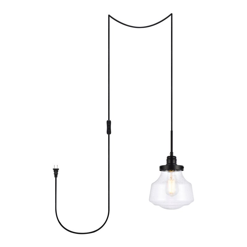 Living District Lyle 1-Light Mid-Century Metal Pendant in Black